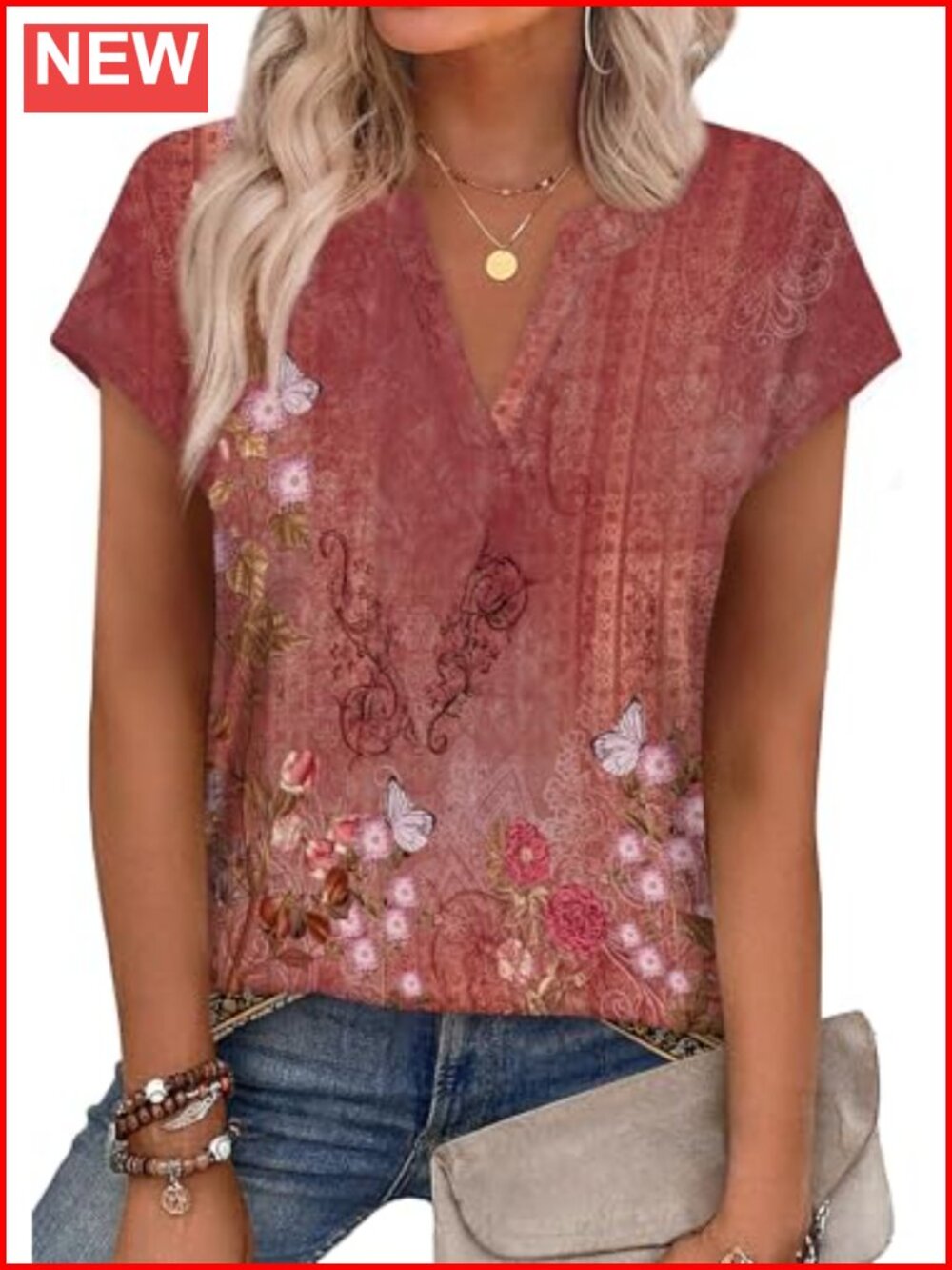 Womens V Neck Cap Sleeve T Shirt Loose Fit Business Casual Beach Top